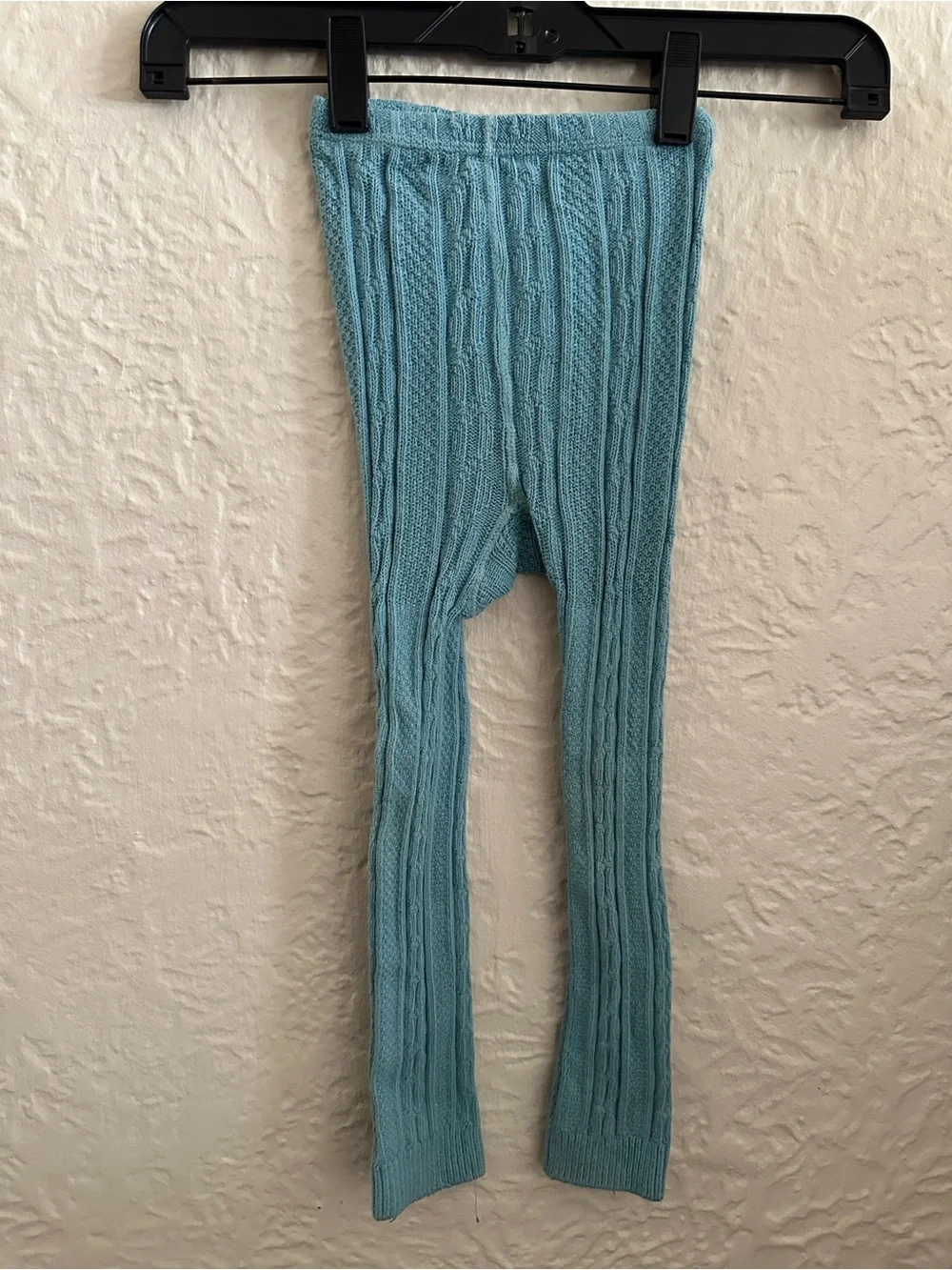 Mini Boden Light Blue Cable Knit Footless Sweater Tights 3-4Y